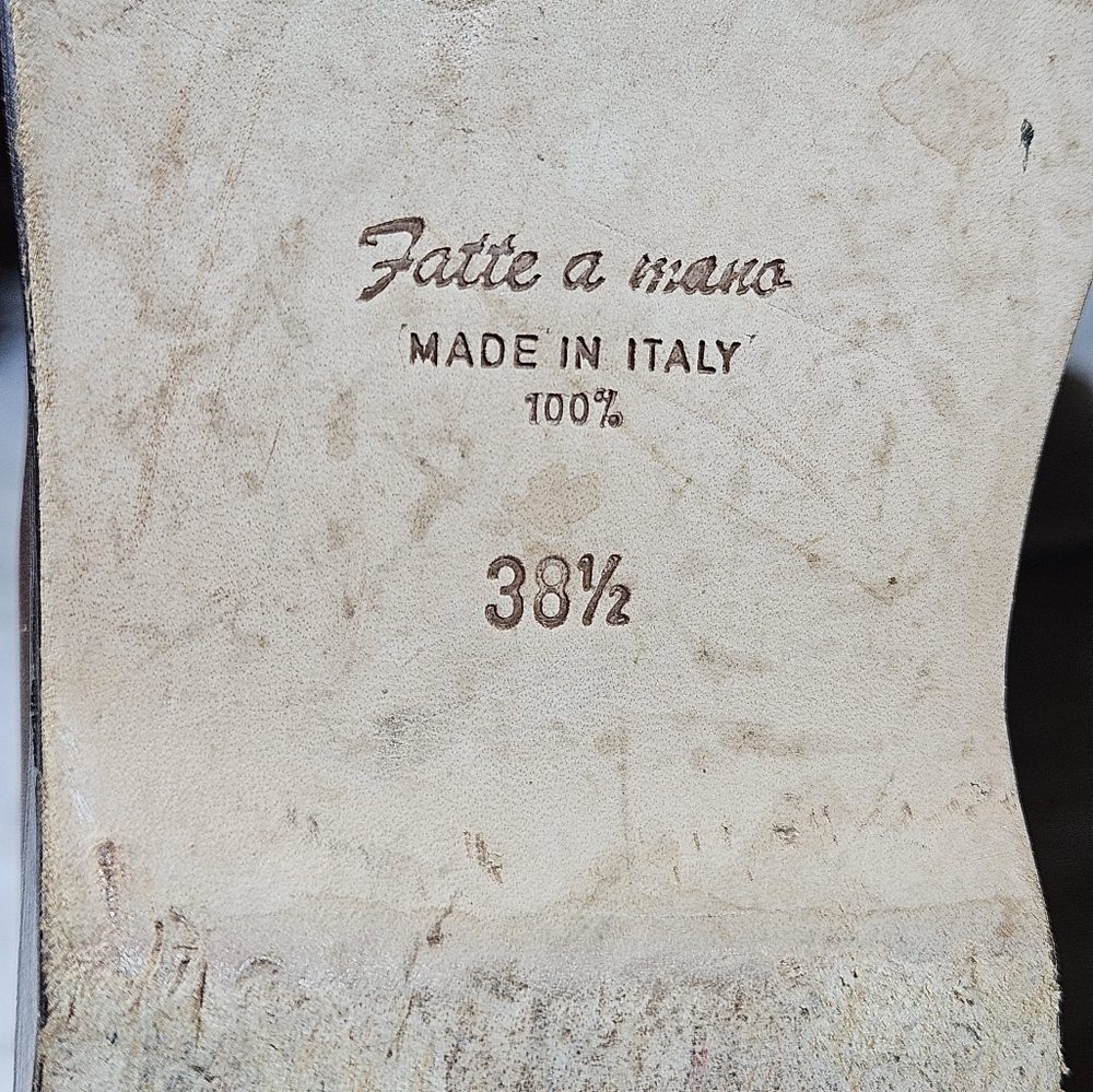 Fatte a mano Cognac Leather Riding Boots Size 38.5 Made In Italy - Picture 8 of 11